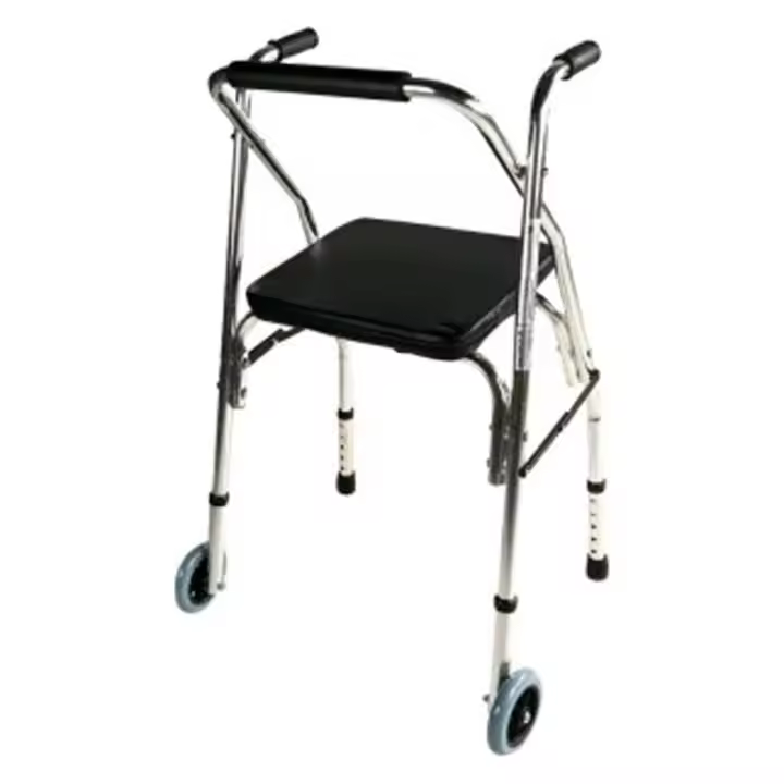Mobiclinic Compostela Andador para Ancianos con Dos Ruedas Andador Plegable para adultos andador con asiento Aluminio Altura Regulable Plata/Negro - 1
