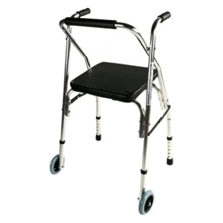 Mobiclinic Compostela Andador para Ancianos con Dos Ruedas Andador Plegable para adultos andador con asiento Aluminio Altura Regulable Plata/Negro - 1