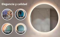 Marctani Espejo Baño Redondo con Luz LED Regulable en 3 Colores - Espejo de Pared ANTIVAHO con Ajuste de Brillo con Memoria e Interruptor Táctil - Espejos Inteligente Retroiluminado - details 4