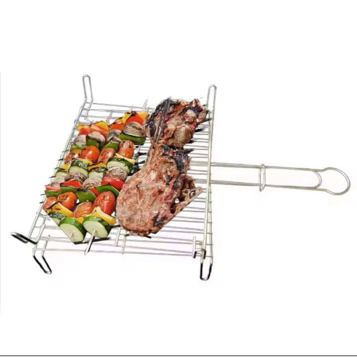Parrilla de Acero Inoxidable para Barbacoa con Mango Deslizante – Rejilla Ajustable para Asar Carne, Pescado y Verduras - 1