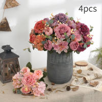 Bouquet De Flores Artificiales Con Hydrangea Y Peonías Sintéticas Para Decoración De Hogar Y Bodas Centros De Mesa Falsas - details 3