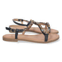 Davinia Shoes Sandalia Plana para Mujer, Comoda, Tira Cruzada con Avalorios, con Cierre de Hebilla en el Tobillo Shoes&Blues.es 7978-Negro - details 0