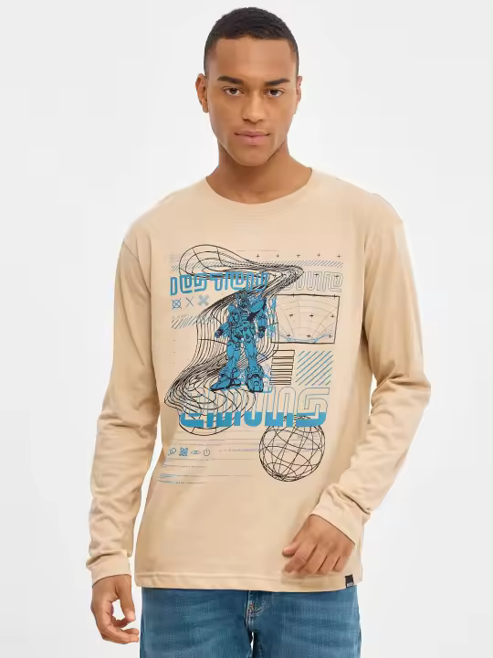 Camiseta regular de manga larga y cuello redondo con estampado gráfico INSIDE - 1