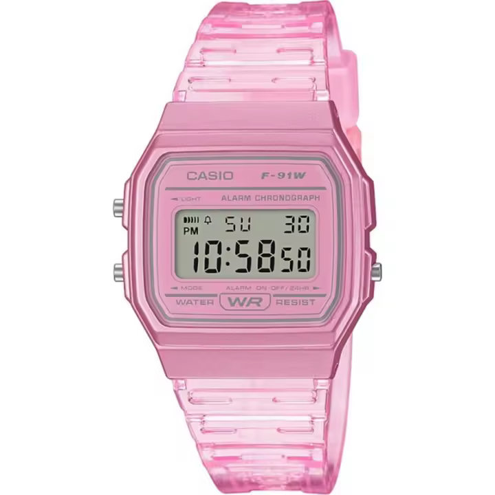 Reloj Digital Casio Mujer F-91WS-4EF, Diseño Rosa, Correa de Goma - 1