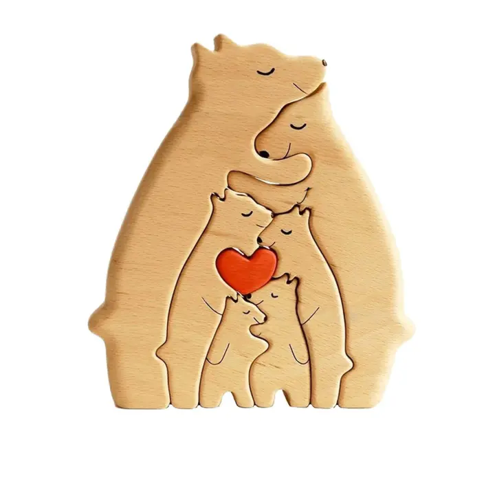 Warm Home Día del Padre Día de la Madre Adorno decorativo Rompecabezas de madera de oso para abrazar - 1