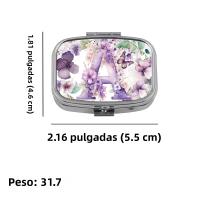 Caja De Medicamentos Portátil Con 2 Compartimentos Organizador De Pastillas Pequeño Caja De Almacenamiento De Metal Con Letras A-O Bonito - details 0
