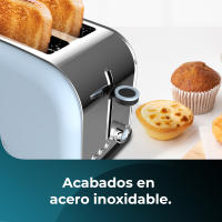 Tostadora vertical azul Toastin' time 850 de acero con doble ranura corta - 850 W de potencia y soporte para panecillos Cecotec - details 2