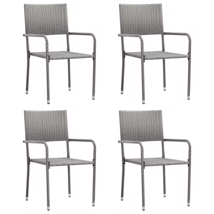 vidaXL Sillas comedor de jardín apilables 4 uds ratán sintético gris - 1