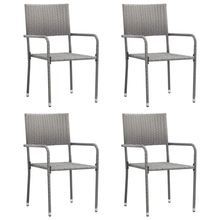vidaXL Sillas comedor de jardín apilables 4 uds ratán sintético gris - 1