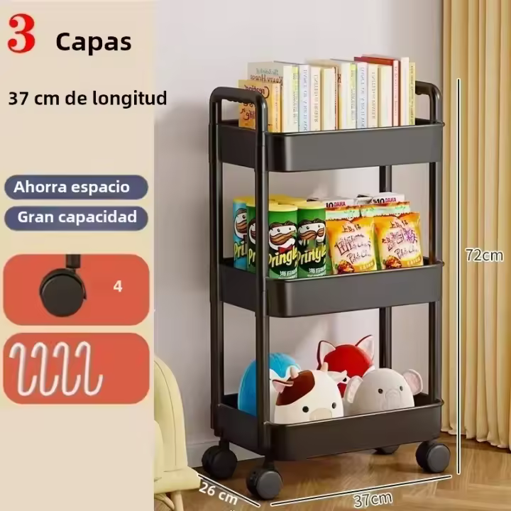 Carrito De Ruedas De Almacenamiento Móvil Estante De Libros Con 5 Niveles Para Cocina Y Dormitorio Carrito De Snacks Multicapa - 1