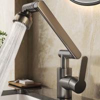 Grifo Universal Giratorio De Doble Modo Para Cocina Y Baño Con Brazo Mecánico Ajuste De Agua Caliente Y Fría Instalación Montada En La Mesa Estilo Contemporáneo - details 1