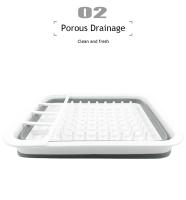 Estante De Secado Plegable Para Cocina Con Almacenamiento Y Drenaje En Plástico Resistente a La Perdida De Agua Para Platos Tazas Y Vajilla Relleno Lavable Para El Hogar - details 3