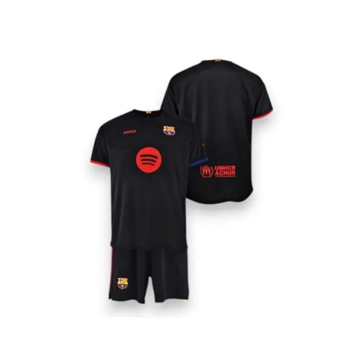 FC Barcelona Conjunto Camiseta y Pantalón temporada 24/25 REPLICA con Licencia Oficial - Dorsal LISO Niño - 1