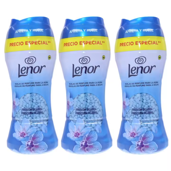 Lenor Classics Pack de 3 Botes Perlas Lavadora Perfumadas de Frescor de Abril Suavizante Para Ropa Potenciador de Frescor para el Lavado 195g (585g en total) - El envase puede variar - 1