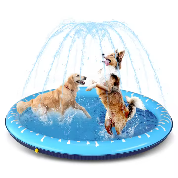 Nobleza - Piscina para Perros Grandes, D100cm/39in Piscina Plegable para Perro, Splash Pad Perro, Espesar 0.55mm, Antideslizante Tapete de Juegos de Agua, Juguete de Verano para Jardín al Aire Libre - 1