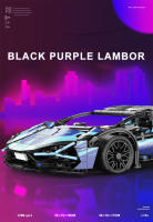 Bloques De Construcción De Coche Deportivo Lamborghini Sian 1314PCS En Negro Y Morado Juguetes De Vehículo De Carreras Para Niños Regalo De Cumpleaños - details 0