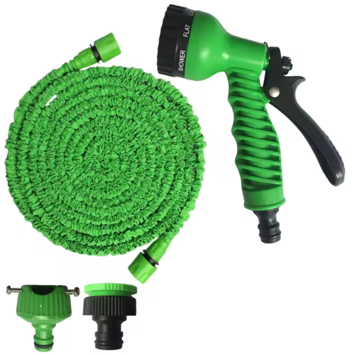 Bomba De Jardín Expansible Con Pistola De Agua De 7 Modos Bomba De Espuma Rollo Flexible Para Lavado De Coche Y Riego - 1