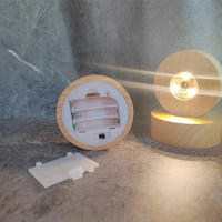 Soporte De Madera Para Lámpara LED Base De Cristal Resina 3D De 8cm Y 10cm Con Luz Caliente Fría Operado Por Baterías AAA - details 0