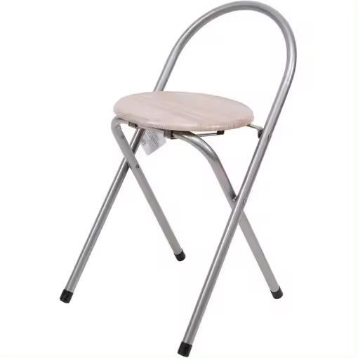STARLEY-Taburete De Metal (67 Cm) Con Base De Madera - Plateado - 1