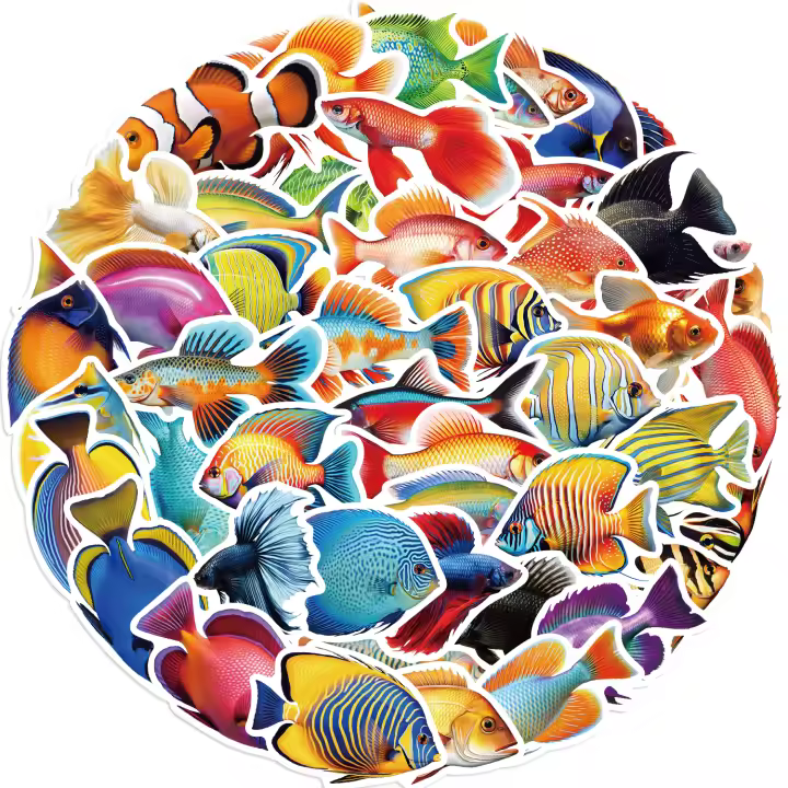 50pcs Pegatinas De Peces Lindos Para Móvil Laptop Luggage Skateboard Material Resistente Al Agua Para Edad Adulta - 1