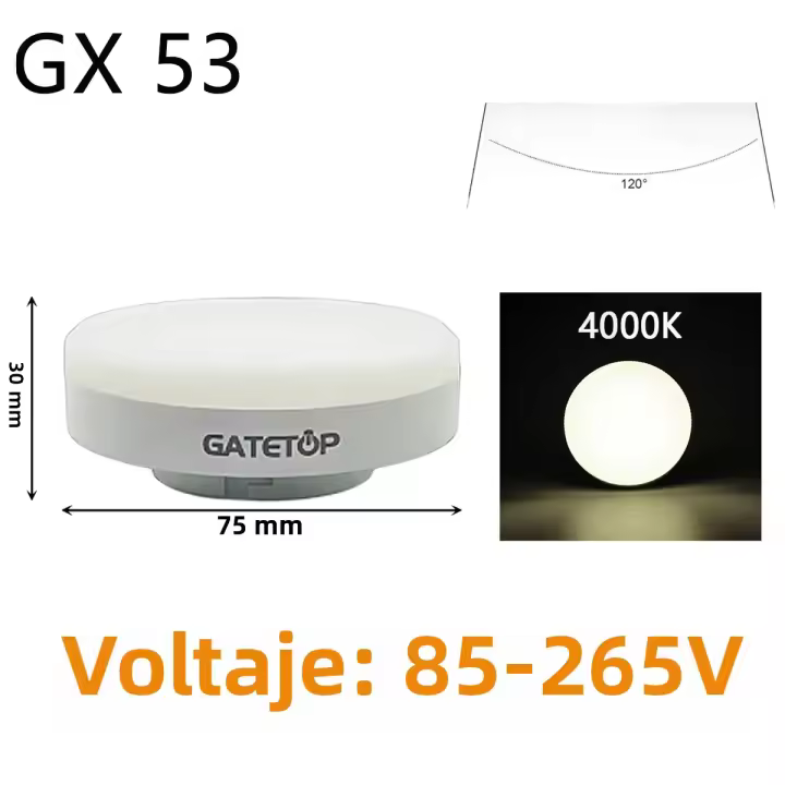 10PCS Luz De Armario LED GX53 Sin Parpadeos Luz Blanca Cálida 5W-15W Alto Lumens 100LM/W Para Armario Spotlight AC85V-260V - 1
