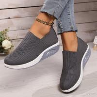Zapatillas De Verano Para Mujer 2024 Casual Comodidad Punto Redondo Bocón Slip-on Zapatillas Deportivas Diarias Material Superior Elástico Medio Tacón - details 1