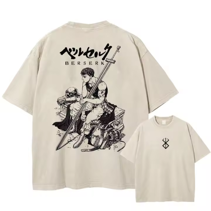 Camiseta Vintage Lavada Para Hombre Estilo Harajuku Con Impresión De Anime Casual Verano Talla Grande Suelta Camiseta - 1