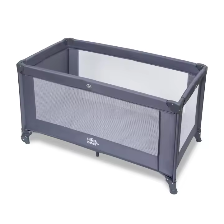 Interbaby Cuna de Viaje Plegable GRIS  con Ruedas, Base Acolchada y Bolsa de Transporte – Ref. 5421330101 - 1