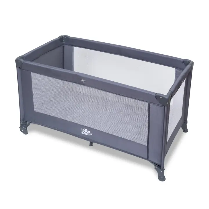 Interbaby Cuna de Viaje Plegable GRIS  con Ruedas, Base Acolchada y Bolsa de Transporte – Ref. 5421330101 - 1