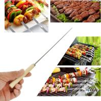 1 juego/110 piezas de acero inoxidable barbacoa pinchos plato parrilla pinchos barbacoa reutilizable pincho palos de acero inoxidable redondo pincho cepillo de aceite - details 2