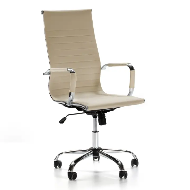 Sillón de Oficina VS Venta-Stock Londres Tapizado en Piel Sintética con Apoyabrazos y Ruedas Dobles de Seguridad - 1