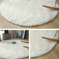 Alfombra De Lana Suave Para Sala De Estar Alfombra Redonda De Peluche Falso Pelo Para Habitación De Niños Alfombra Larga De Plush Para Dormitorio Decoración De Hogar Alfombrilla Antideslizante - details 5