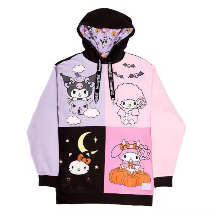 Sudadera Kuromi y My Melody Loungefly Unisex Capucha Talla L Algodón French Terry - 1