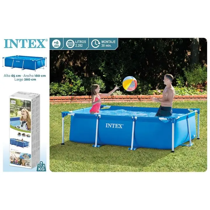 Intex  - Piscina Desmontable Small Frame 260 x 160 x 65 cm, 2.282 litros, Color Azul estructura metalica 3capas primera calidad oficial y original Intex grantizado - 1