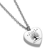 Collar Urna De Vida De Árbol Para Hombres Y Mujeres Joyería De Cremación Para Restos De Amados Recuerdo Locket De Urna De Corazón De Acero Inoxidable - details 1