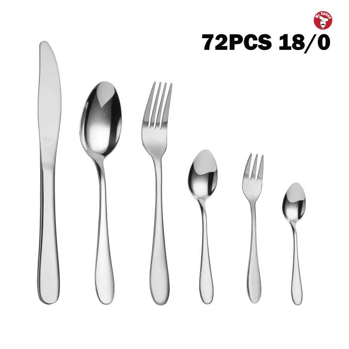 Mr.Spoon Serie Piedra 72 piezas cubiertos económico,Acero inoxidable 18/0,Con cuchillo carne o mesa/cuchara/tenedor/cuchara tenetor postre/cuchara moka,Apto para lavavajillas,Cuberteria,Caja Envase Ecológico,Para Casa,Hotel,Restaurante 60101/72+ - 1