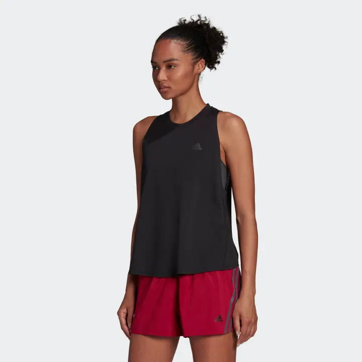 Camiseta sin mangas Adidas Run Icons 3 Bar para mujer - Camiseta de tirantes running Adidas para entreno con tecnología AEROREADY- Tank top Adidas de color negro - 1