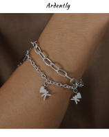 Encanto Nueva pulsera de dijes de acero inoxidable, joyería DIY para mujer, pulsera de mariposa para mujer,cadena de eslabones cubanos, joyería ostentosa, regalo - details 2