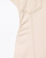 Vestido Largo De Denim Plegado TRAF Para Mujer Estilo Casual Cintura Natural Manga Corta Cierre Único Vestidos De Calle - details 4