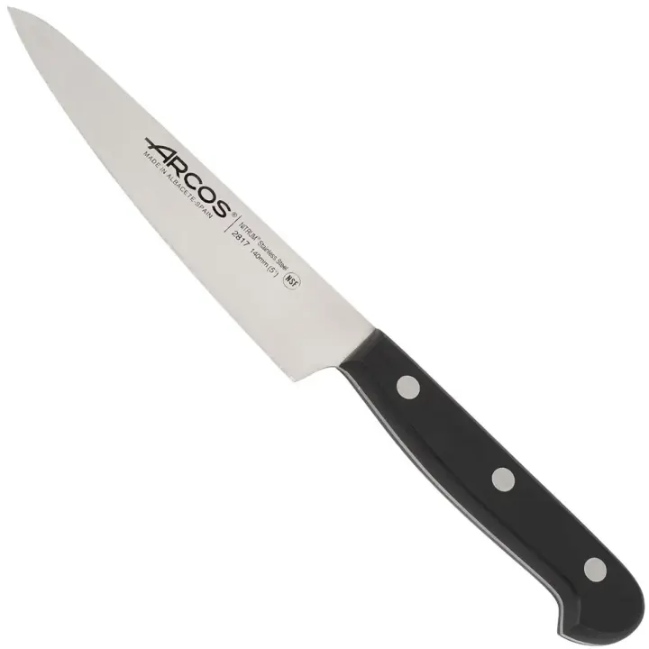 ARCOS Universal - Cuchillo Cocinero (140 mm) - Hoja de Acero Inoxidable Nitrum® - Mango Negro de Polioximetileno (POM) - 1