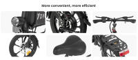 DYU A1F Pro Bicicleta Eléctrica Plegable, Motor de 250W, Batería de 36V 7.5Ah, Neumáticos de 16*1.75 pulgadas, Velocidad Máxima de 25km/h, Rango Máximo de 40km, Frenos de Disco Delanteros y Traseros, Pendiente Máxima de 15, Resistente al Agua IP54 - details 2