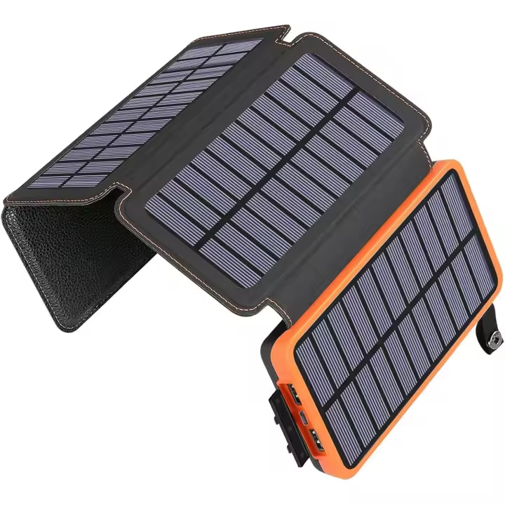 Cargador de teléfono solar 25000mAh, Banco de Energía portátil 3A de carga, Banco de Energía Solar con 4 paneles 2 Puertos de USB-C USB-A 1 Para teléfonos, tabletas, camping, senderism - 1