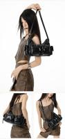 Bolso De Mano Jozy Para Mujer Diseño Trend Negro Con Varios Bolsillos Bolso Cruzado Y2k Biker Hombro Subarmpa Estilo Vintage - details 4