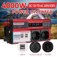 4000W 3000W Inversor de Corriente DC 12V a AC 220V 230V Transformador con 4 USB EU Toma de Carga con Pantalla LED para RV Teléfono Coche, - details 10