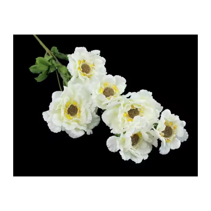 TALLO DE 6 FLORES ZINNIA Raíz FLORES Tela Plástico Sombrero - 1