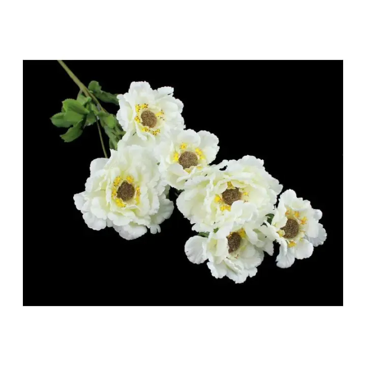 TALLO DE 6 FLORES ZINNIA Raíz FLORES Tela Plástico Sombrero - 1