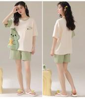 Nuevo Set De Pijamas Para Mujer Con Manga Corta Y Shorts Estilo Manga De Estudiante Dibujos Animados Verano Loungewear Poliéster Cuello Redondo - details 3