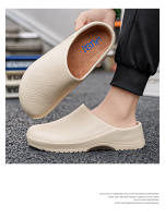 Zapatillas De Verano Para Hombre Con Capa De Dedo Antideslizantes Impermeables Cómodas Y Transpirables Sandalias Planas De Trabajo En Color Sólido Para Cocinero - details 18