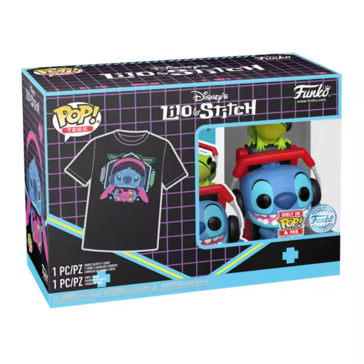 FUNKO POP! TEES: LILO & STITCH - STITCH GAMER CON RANA + CAMISETA TALLA S, 85760, , TIENDA CON LICENCIA OFICIAL - 1