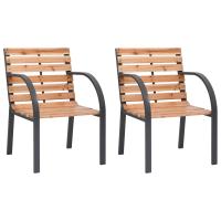 vidaXL Sillas de jardín 2 unidades madera maciza abeto y acero en color Gris/Natural | cómodas modernas ergonómicas para comedor cocina salón hogar - details 1